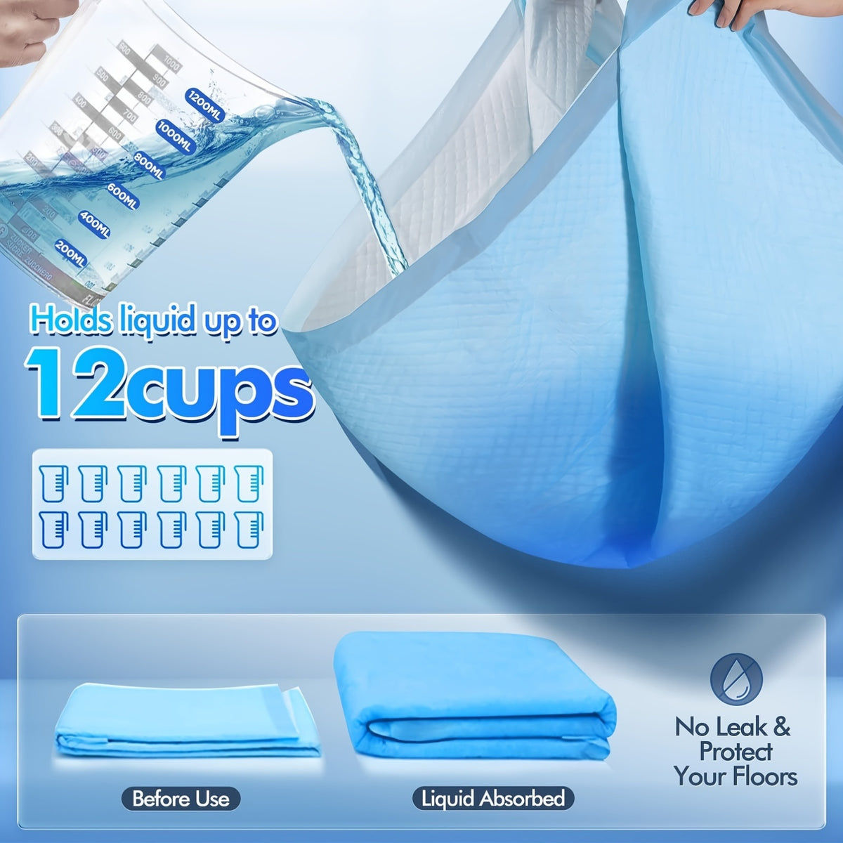 Quick-Dry Dog Pee Pads 31 x 47 Inch, 60 Count Extra Large Absorbent Puppy Potty Training Pads with Leak Protection for Housebreaking and Crate Use
