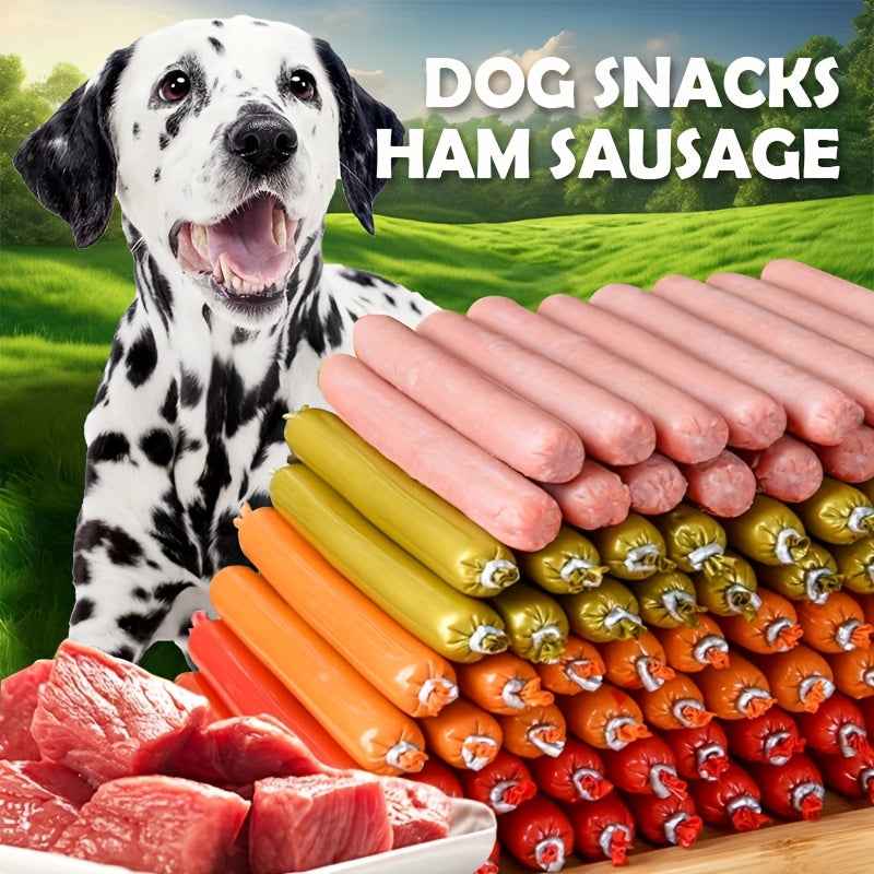 Dog Sausage Treats 32 Pack, Individually Wrapped Chewy Snack Sticks for Supervised Training Rewards, Everyday Treat Time and Holiday Dog Gifts