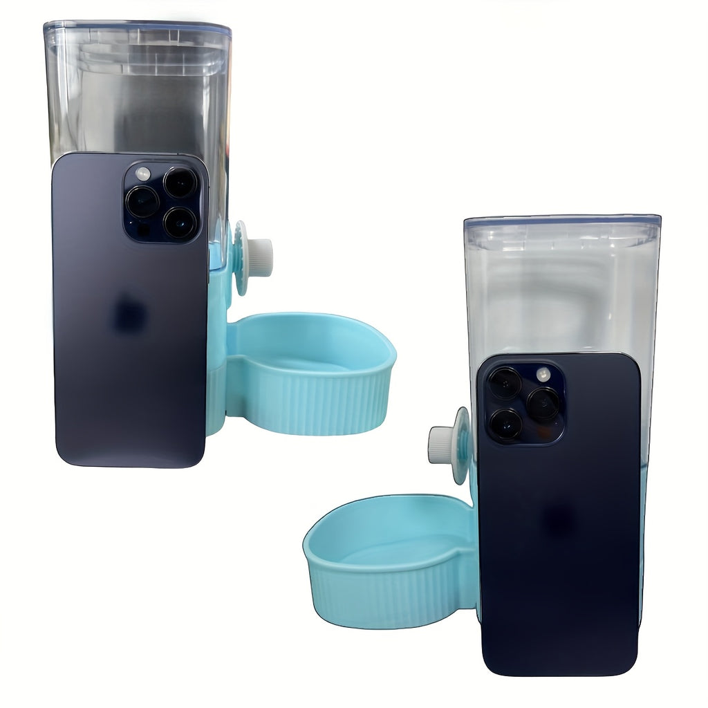 Hanging Gravity Pet Feeder and Water Dispenser Set, Battery-Free Cage-Mounted Food and Water Bowls for Daily Pet Care, Blue or Gray