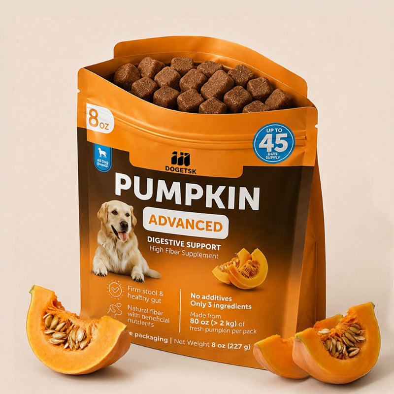 Pumpkin for Dogs Digestive Support Powder, High Fiber Pumpkin Supplement with Scoop for Firm Stools and Gut Health, 8 oz Bag for All Breeds