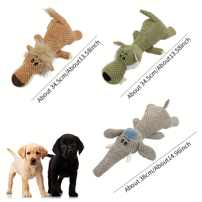 Textured Plush Dog Toys 3 Pack, Soft Animal-Shaped Puppy Play Companions for Supervised Gentle Chewing, Indoor Games and Dog Lover Gifts