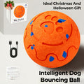 Rechargeable Bouncing Dog Ball with 3 Interactive Modes and Obstacle Avoidance, Orange Soft-Surface Moving Chase Toy for Medium and Large Dogs