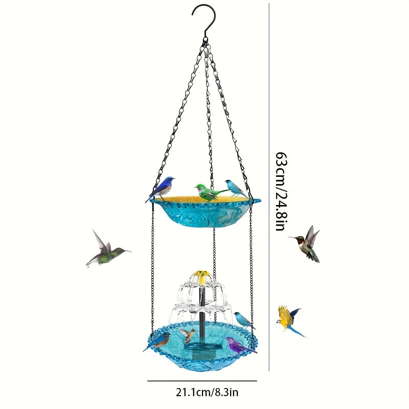 Solar Powered Bird Bath with 3-Tier Fountain Options, Detachable Recirculating Water Feature for Garden, Patio and Backyard Birdwatching