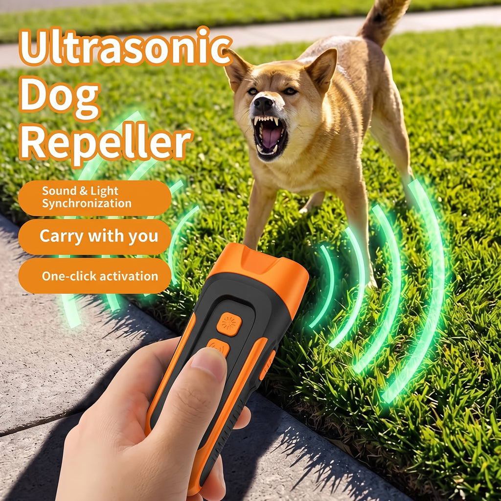 Handheld Ultrasonic Dog Training Device with LED Flashlight, Adjustable Portable Bark Deterrent for Supervised Indoor and Outdoor Use