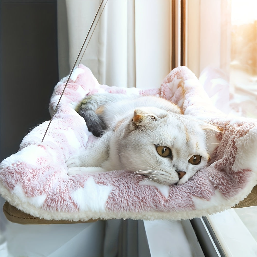 Suction Cup Cat Window Hammock in Khaki, Indoor Cat Bed and Window Viewing Platform for Lounging, Birdwatching and Everyday Rest