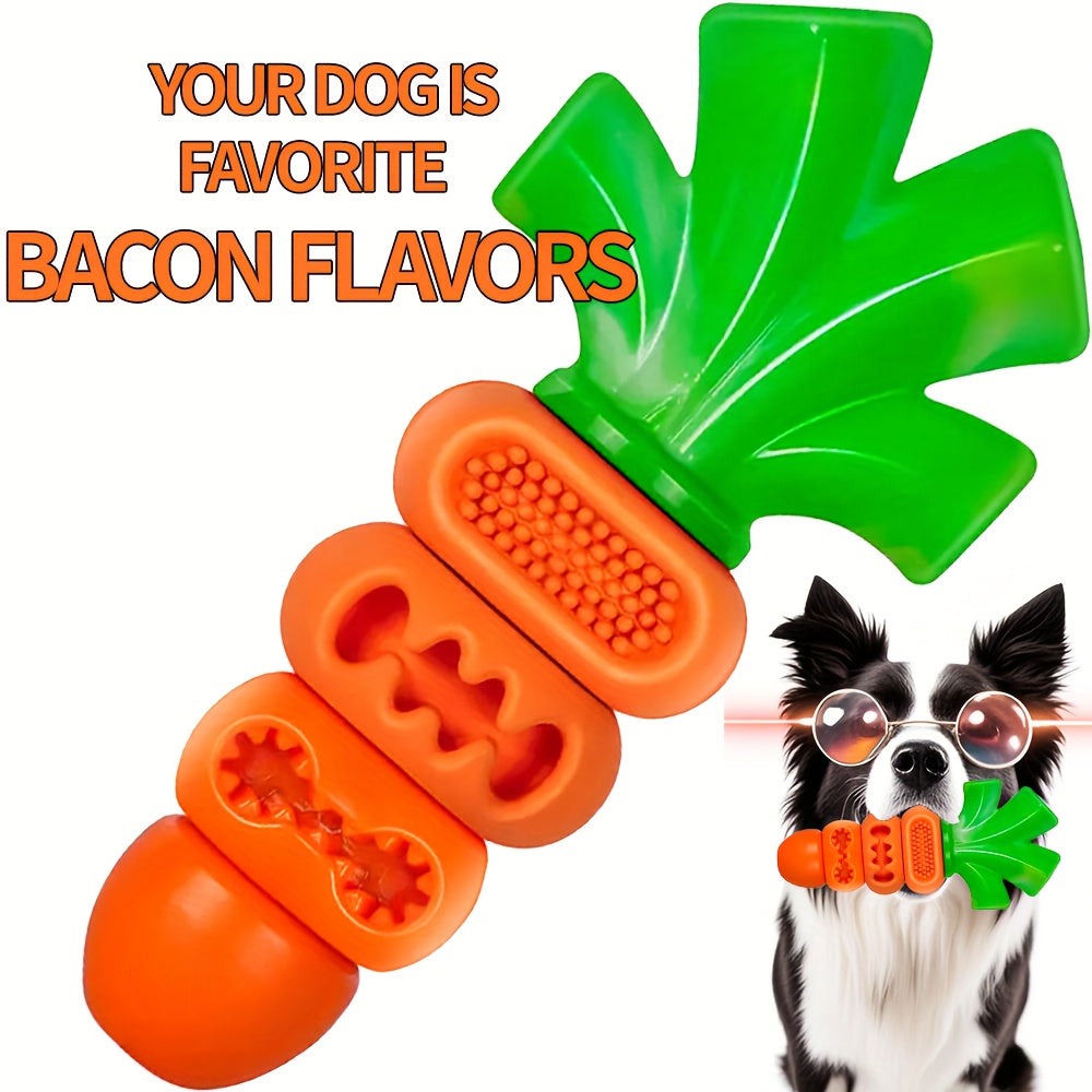 Dog Chew Toy with Beef and Bacon Flavor, Nylon Pet Chewing Toy for Medium and Large Dogs, Bacon-Carrot or 2-Piece Options for Supervised Play