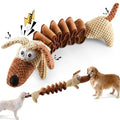 Stretchy Squeaky Dog Toy with Crinkle Paper, 15.7 Inch Plush Pull Toy Extending to 19.7 Inches for Supervised Tug and Fetch, Single or 2-Pack Options