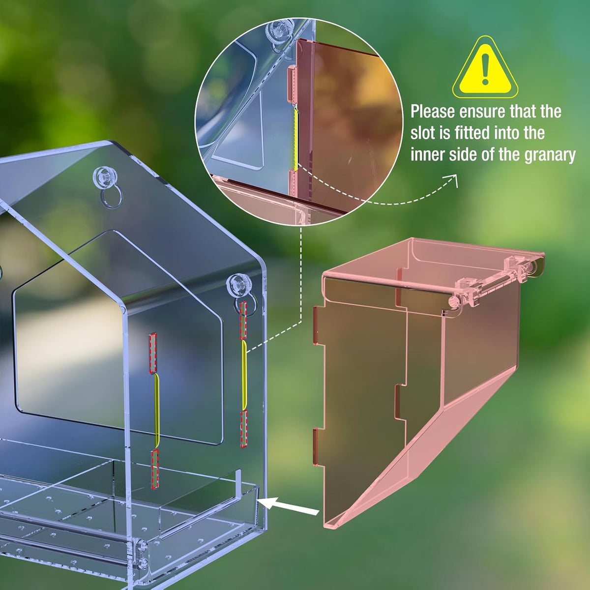 Window Bird Feeder with Dual Side Hoppers, Extra Large Clear Outdoor Feeder with Suction Cups and Adhesive Mount for Indoor Bird Watching