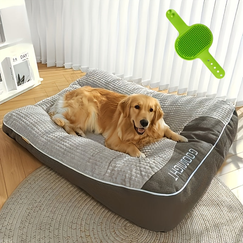 Thickened Dog Bed in Grey, Washable Non-Removable Pet Sleeping Bed for Cats and Small to Large Dogs, Four Sizes for Cozy Fall and Winter Rest