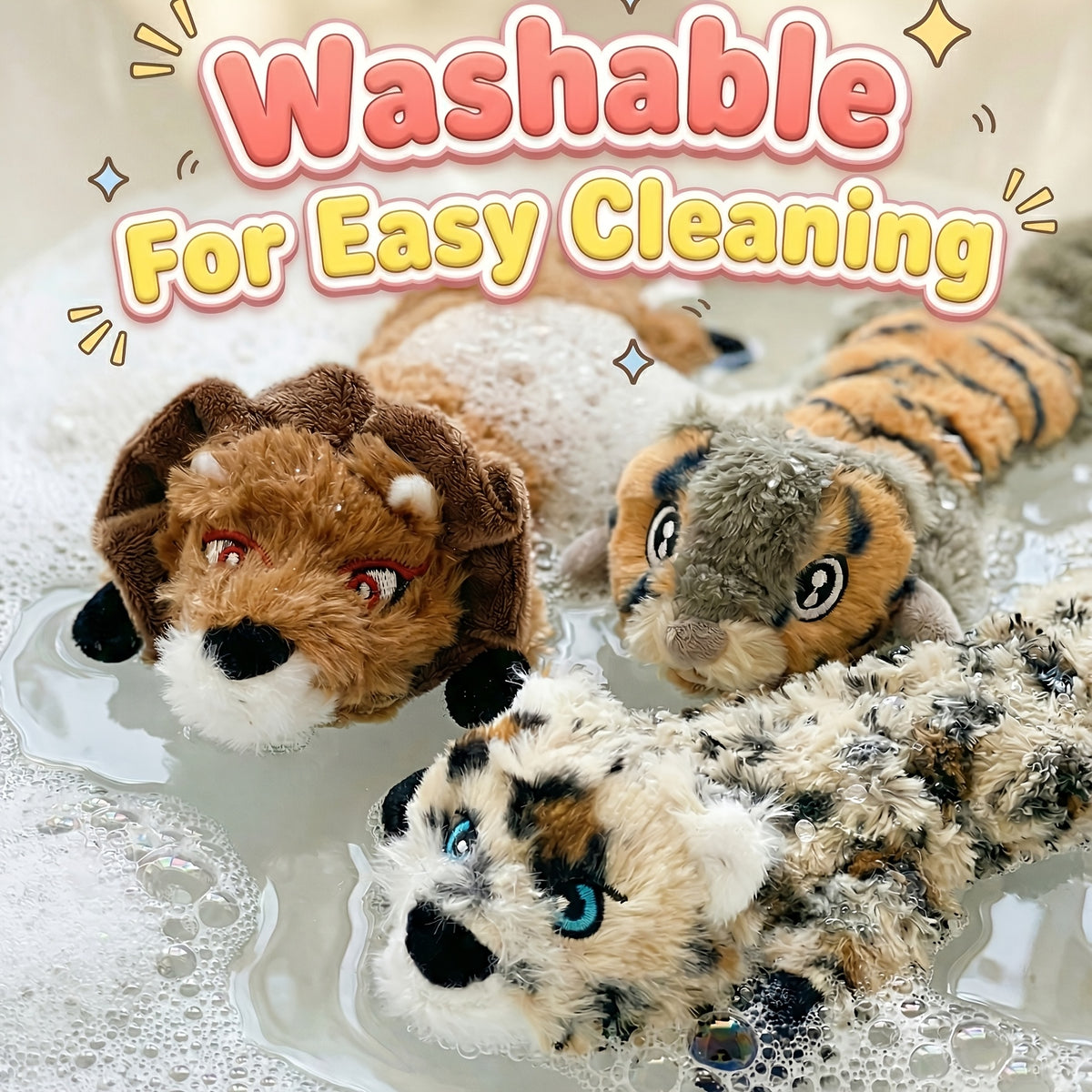 Cartoon Squeaky Dog Toys 5 Pack, Random Animal Plush Assortment in Medium or Large for Supervised Gentle Play and Toy Rotation, Basket Not Included