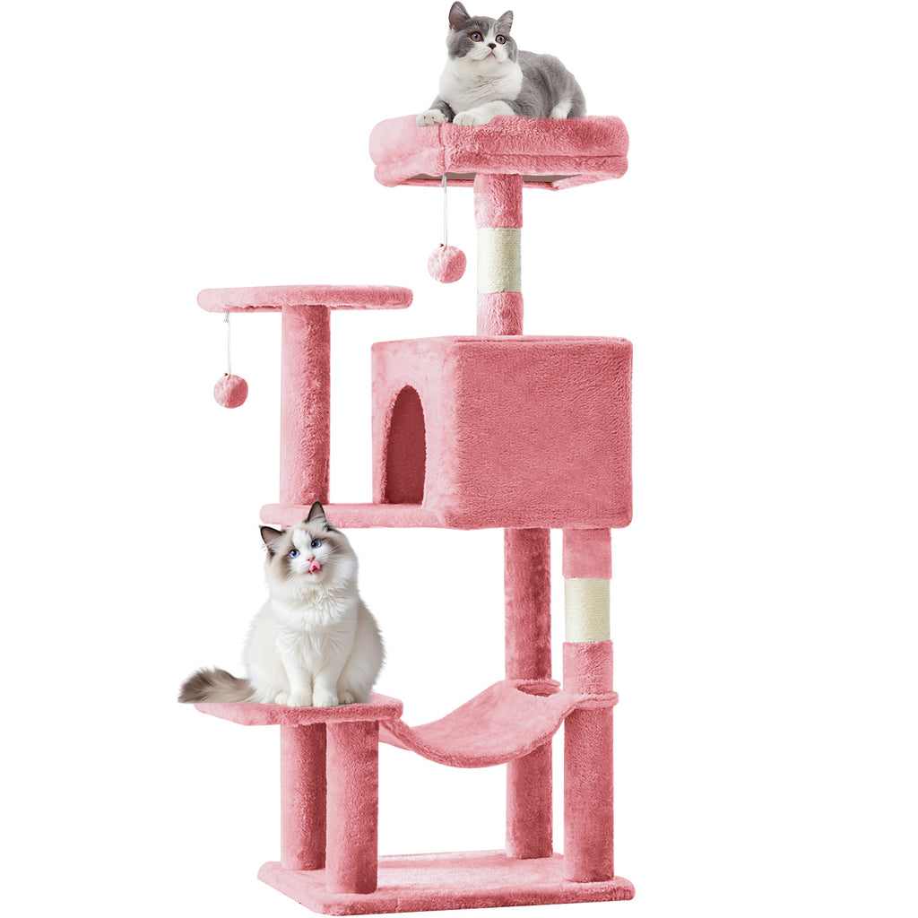 Cat Tree with Cloud-Shaped Perch, 44 Inch Indoor Cat Tower with Hammock, Cozy Condo, Sisal Scratching Posts and Multi-Level Climbing Platforms