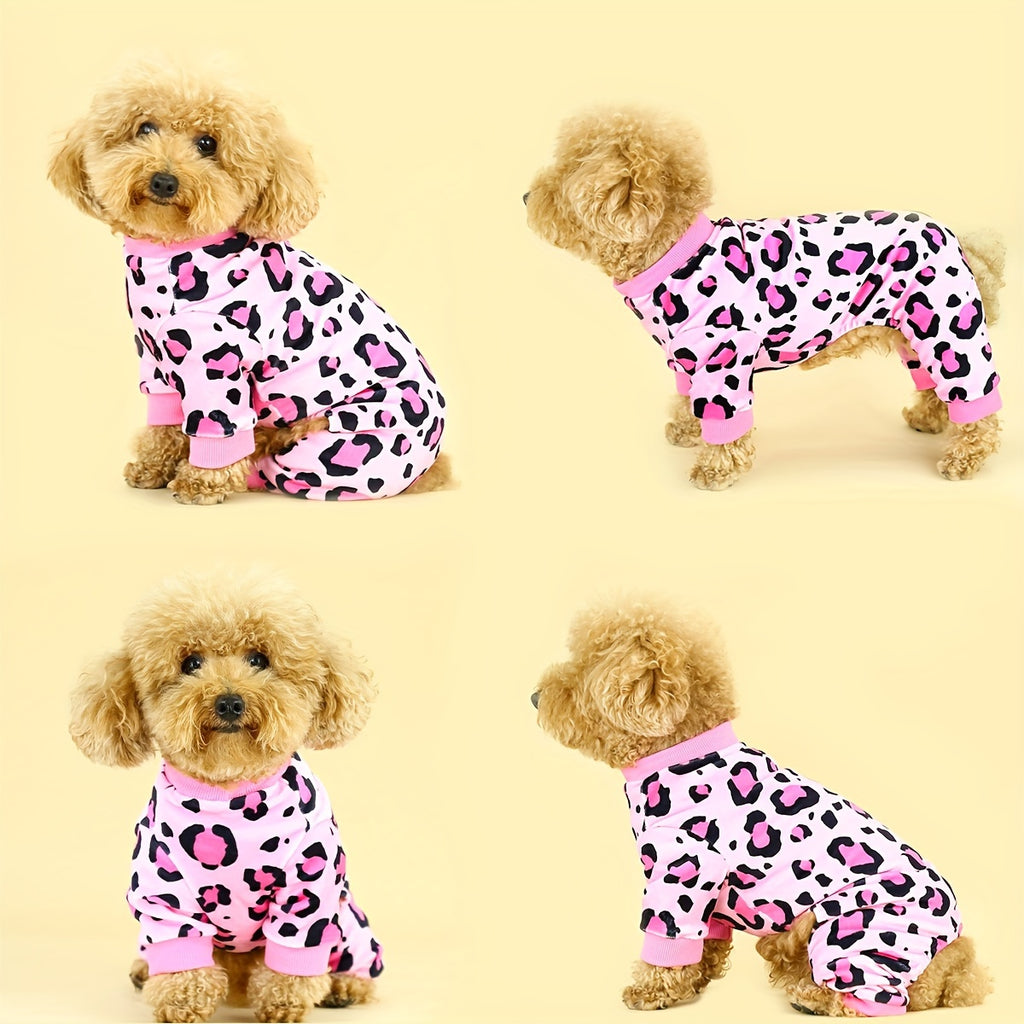 Pink Leopard Dog Apparel with Plush Styling, Pet Fashion Piece for Everyday Dress-Up, Birthday Photos and Dog Lover Gifts, Sizes XS to 4XL