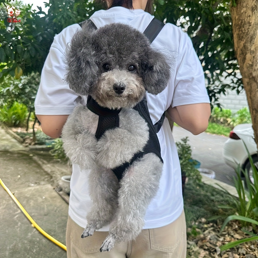 Breathable Mesh Dog Carrier Backpack for Small Dogs and Cats, Legs-Out Front Travel Bag with Adjustable Shoulder Straps and Zipper Closure
