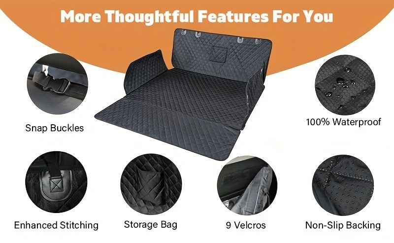 Dog Cargo Cover with Bumper Flap, Black Polyester Non-Slip Pet Trunk Mat for Compatible SUVs, Sedans and Vans, Everyday Travel Protector
