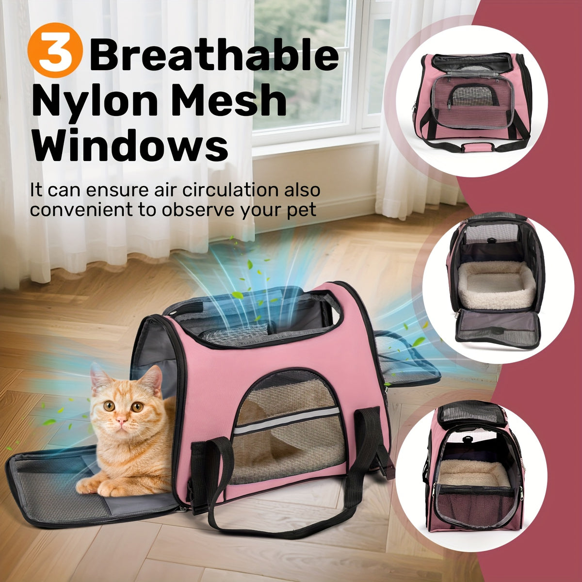 Foldable Dog and Cat Carrier for Pets up to 15 lbs, Soft-Sided Portable Travel Bag for Puppies, Kittens, Vet Visits and Everyday Outings, Seven Colors