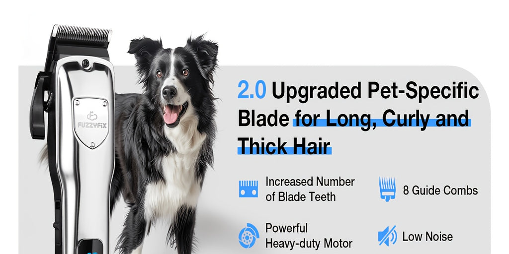 Dog Clippers for Thick Coats with LCD Battery Display, Low-Noise Cordless USB Rechargeable Pet Hair Trimmer for At-Home Dog and Cat Grooming