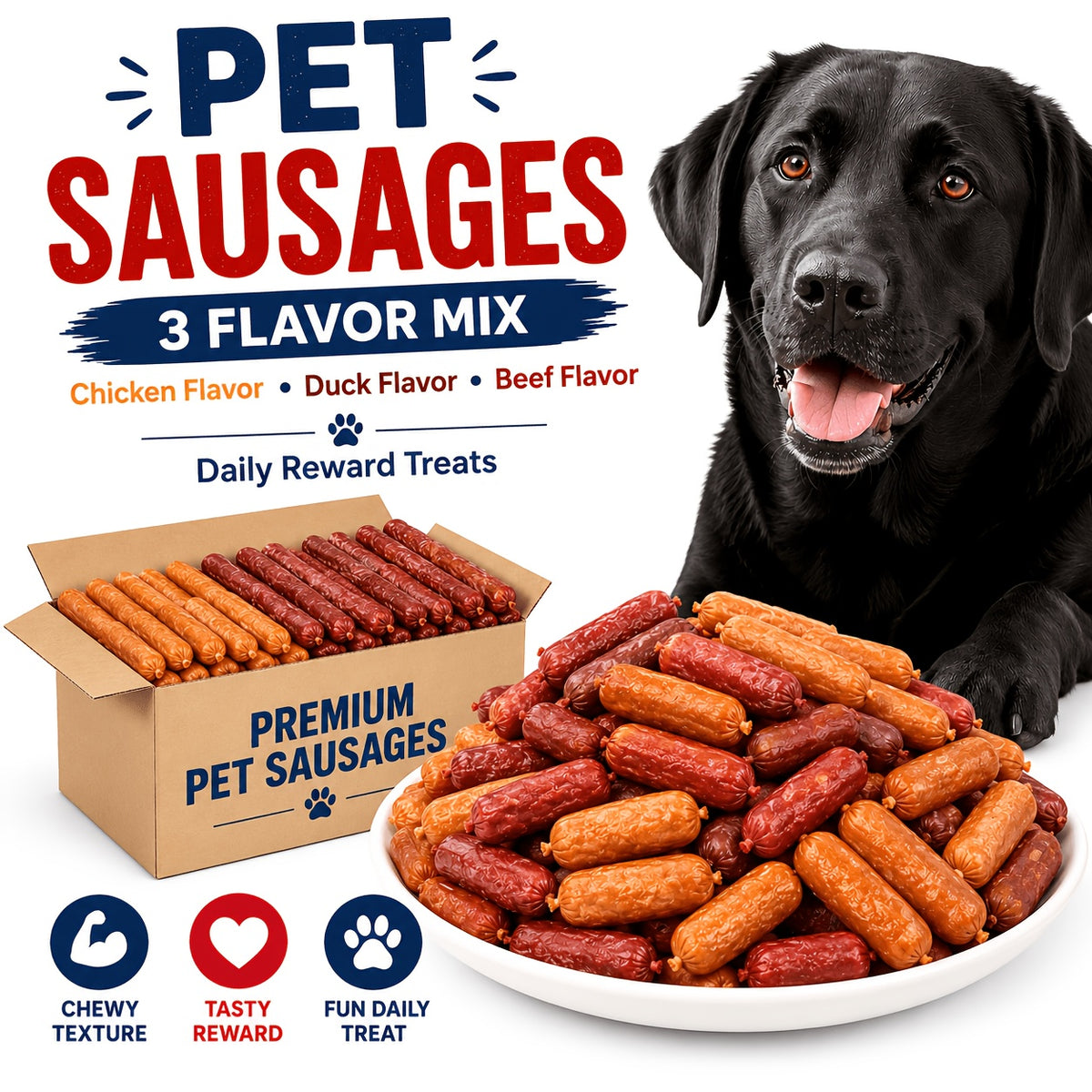Soft Dog Training Treats with Chicken, Duck or Beef Sausage Options, 10g x 10 Pack Selections and Trial Options for Everyday Rewards