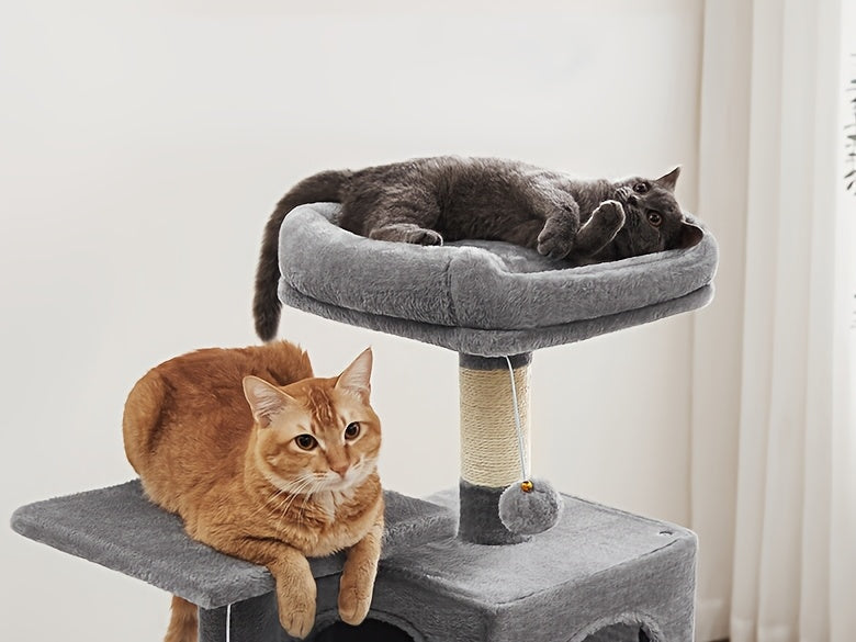 Multi-Level Cat Condo Tower with Cave and Plush Hammock, Sisal Scratching Features and Perches for Indoor Rest and Play, 44 66 or 79 Inch Options