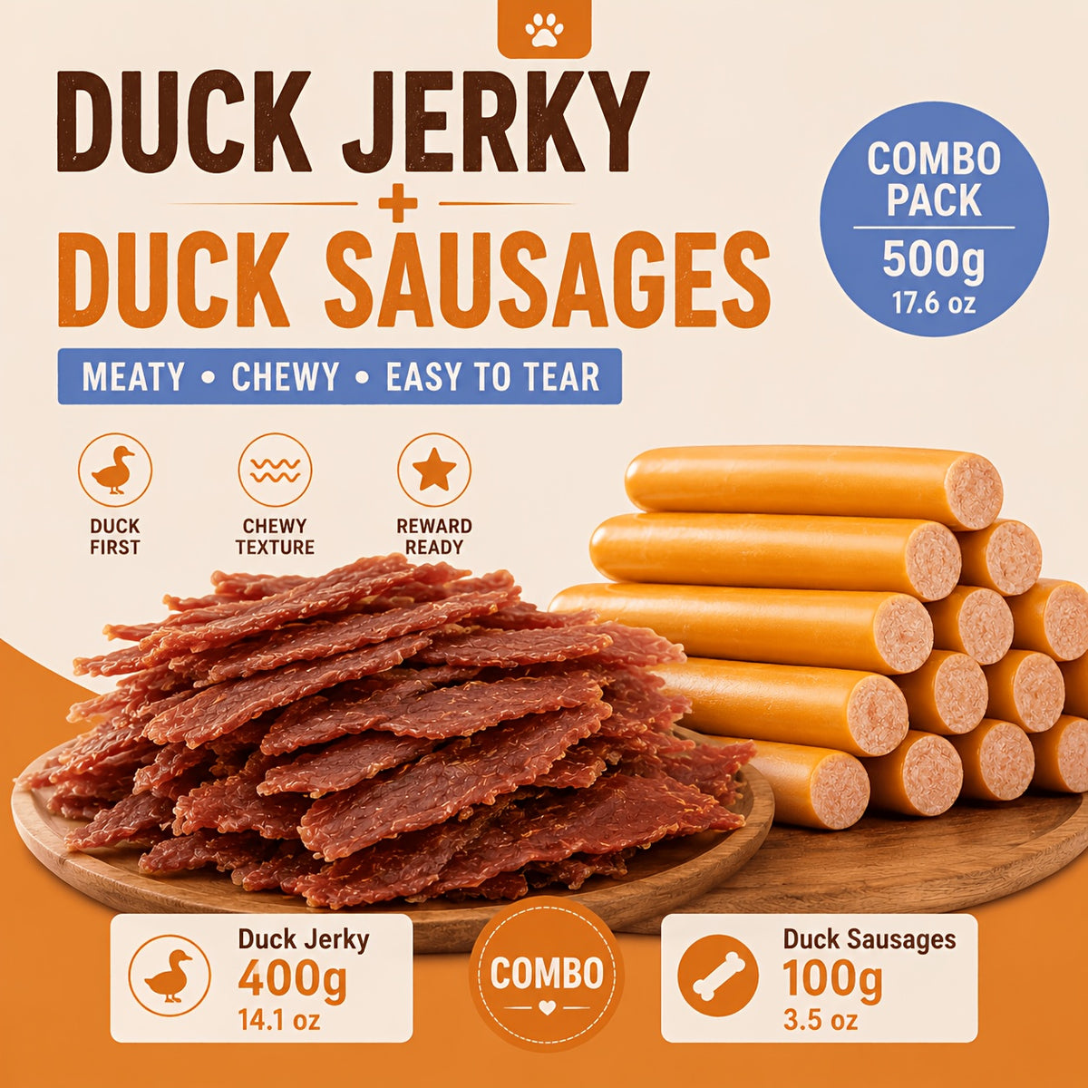 Dog Treats Variety Pack with Duck Jerky and Chew Stick Options, Chewy Training Rewards and Everyday Snacks for Small, Medium and Large Dogs