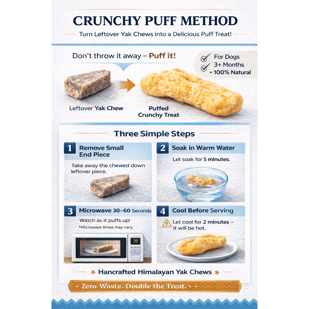 Yak Cheese Chews for Dogs, Blueberry Himalayan Dog Treats with Yak Milk and Lime, Grain-Free High-Protein Firm Chews for Medium and Large Dogs