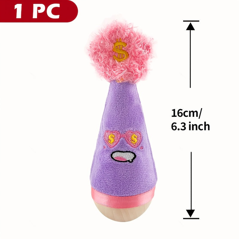 Cat Wobble Feather Toy with Cat Mint Powder, Interactive Hunting and Chasing Teaser for Indoor Kittens and Adult Cats, Purple or Red Styles