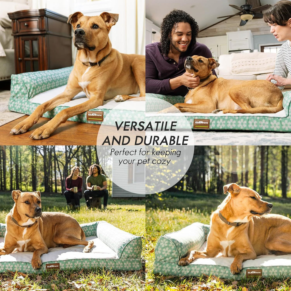 Dog Bed with Removable Bolsters, Egg Crate Foam Pet Sofa with Machine Washable Cover and Non-Slip Bottom, M L XL Sizes in Three Color Options