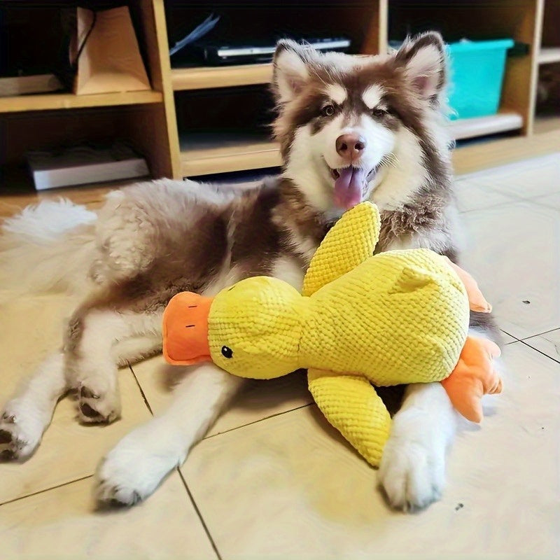 Plush Duck Dog Toy with Squeaker, Big Yellow Duck Soft Animal Toy for Supervised Interactive Games, Indoor Play and Dog Gift Baskets