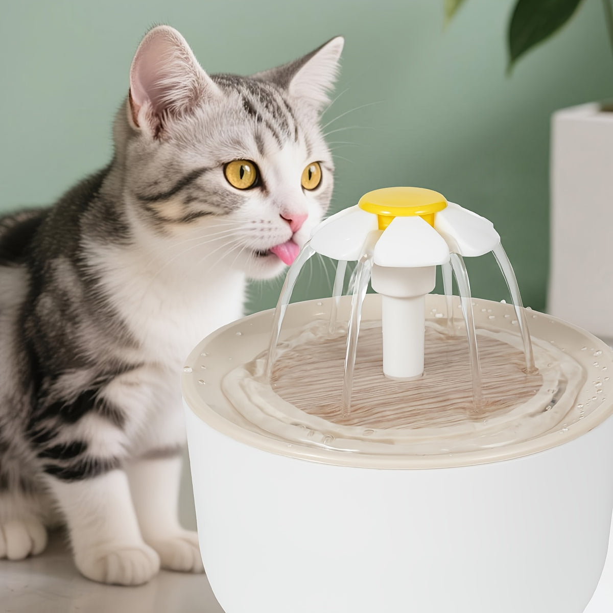 Cat Water Fountain 48oz with Triple Filtration, Quiet USB Powered Pet Drinking Dispenser for Cats and Small Dogs, Transparent or White