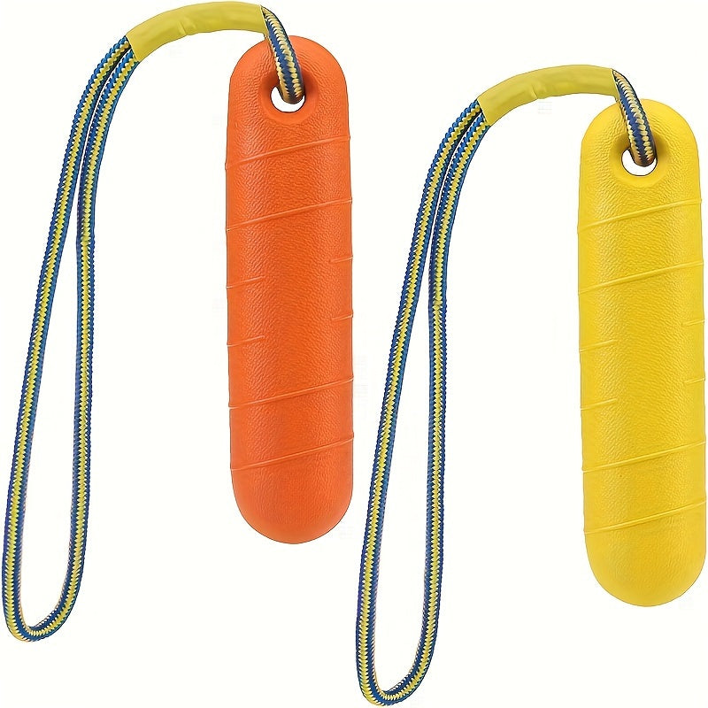 Floating Dog Toy with Rope, Single Water-Resistant Fetch and Retrieve Toy in Orange or Yellow for Supervised Summer Pool and Outdoor Play