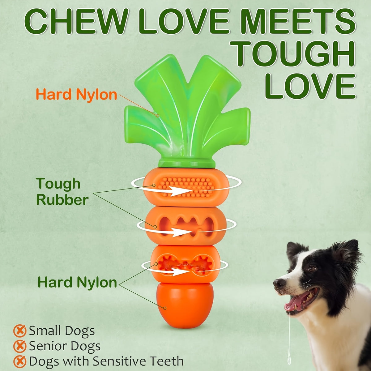 Dog Chew Toy with Beef and Bacon Flavor, Nylon Pet Chewing Toy for Medium and Large Dogs, Bacon-Carrot or 2-Piece Options for Supervised Play