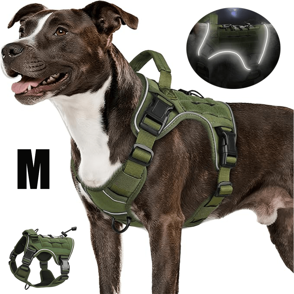 Tactical Dog Harness Vest with Adjustable Reflective Design, Machine Washable Outdoor Walking and Obedience Training Gear in S, M, L and XL