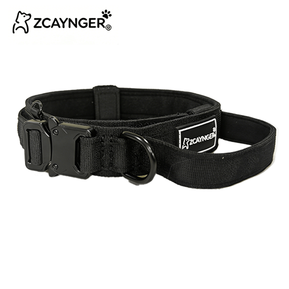 Tactical Dog Collar with Padded Lining and Side Control Handle, Black or Pink Camouflage Buckle Collar for Medium and Large Dogs, M L XL, Walking and Training