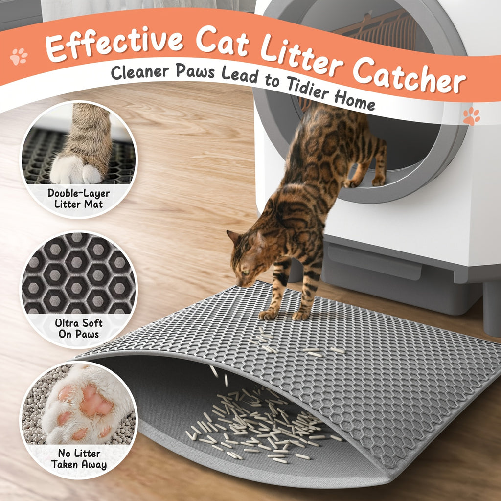 Self Cleaning Litter Box with 90L Interior and 10L Waste Drawer, App-Controlled White Automatic Cat Toilet with Entry Step and Litter Mat