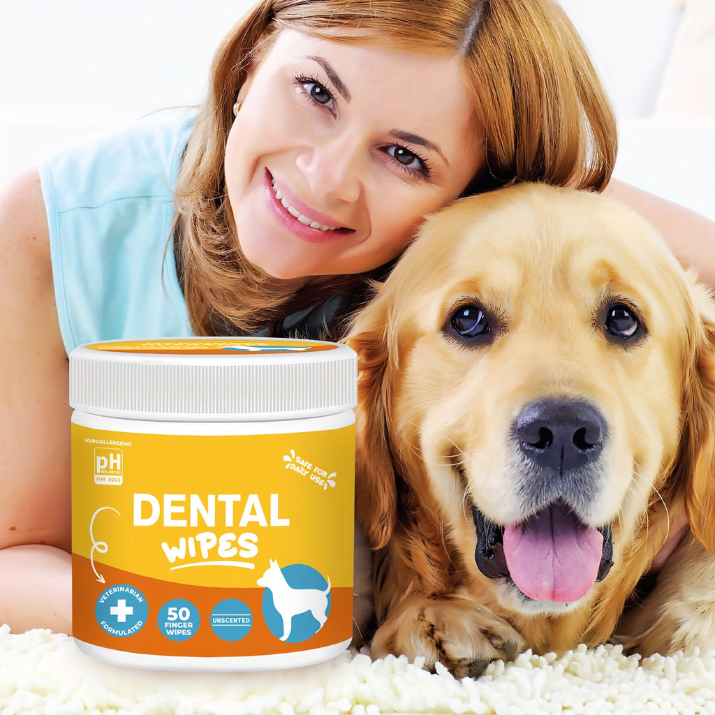 Dog Ear Cleaner Wipes with Coconut Scent, Finger Wipes for Routine Ear Grooming, with Separate Dental Wipes, Teeth Cleaning Kit and Eye Wipe Options