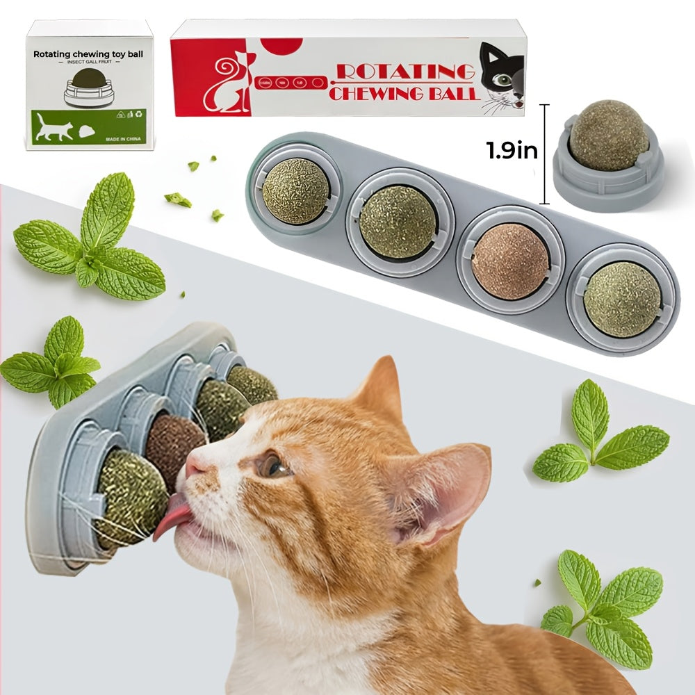Silvervine Cat Toy Balls 5pcs, Rotating Herb Lick Toys for Supervised Indoor Play, Blue Green Pink and Refill Options for Cat Owners