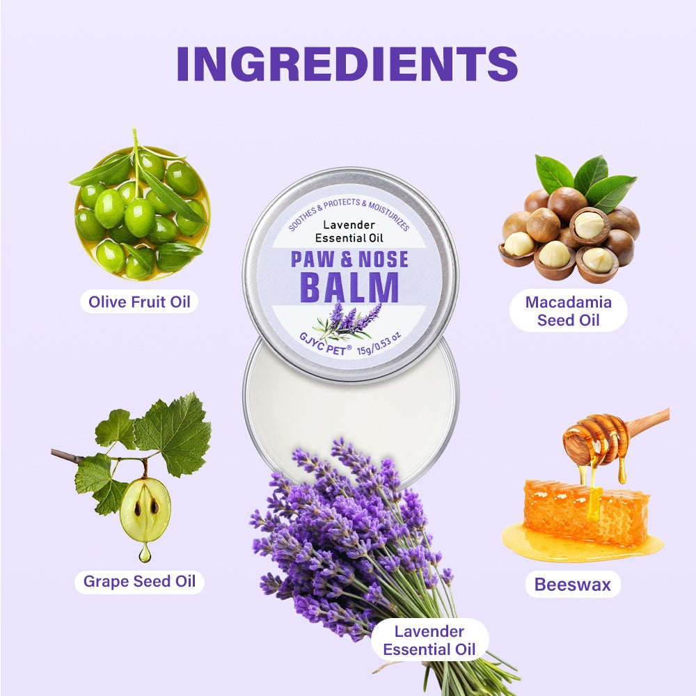 Dog Paw and Nose Balm, Lavender-Scented 15g Moisturizing Pet Grooming Care for Dry Paws and Noses, Everyday At-Home Care Routine