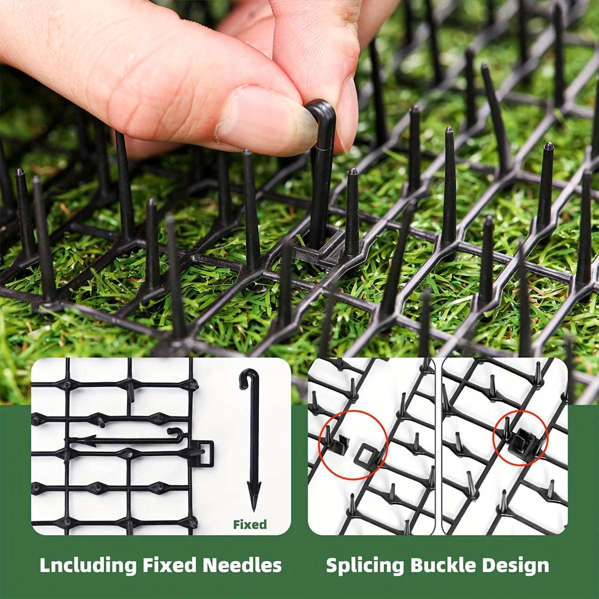 Cat Deterrent Mat with Spikes, 2-Pack Garden Anti-Digging Barrier Strips for Indoor and Outdoor Cat Boundaries and Restricted Areas