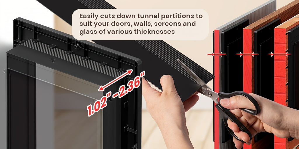 Dog Door with Double Magnetic Flaps and Closing Panel, Black Reinforced Polymer Pet Entry for Interior or Exterior Doors and Compatible Wall Installations
