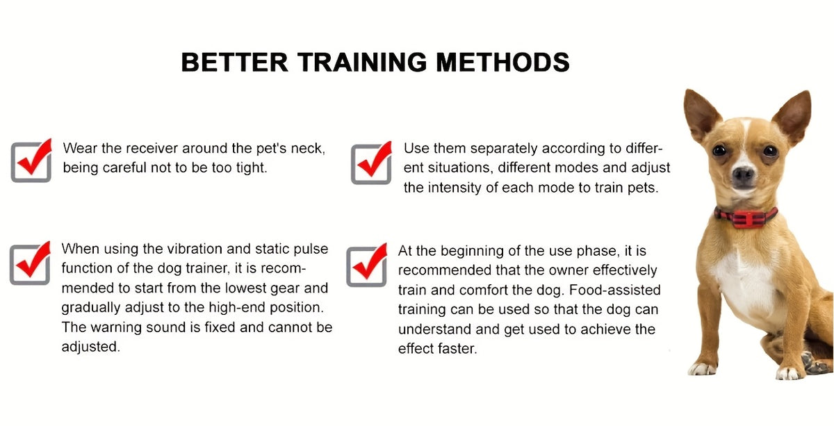 Dog Training Collar with 9-Level Adjustment, Rechargeable Remote E Collar with Tone, Vibration and Static Stimulation Modes in Red or Black