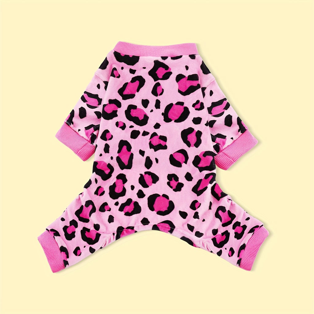 Pink Leopard Dog Apparel with Plush Styling, Pet Fashion Piece for Everyday Dress-Up, Birthday Photos and Dog Lover Gifts, Sizes XS to 4XL