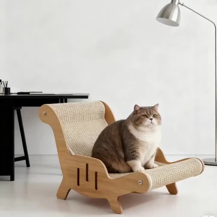 Cat Scratcher Lounge Chair with Natural Sisal, 2-in-1 Sofa Style Cat Bed for Indoor Scratching, Stretching, Napping and Everyday Play