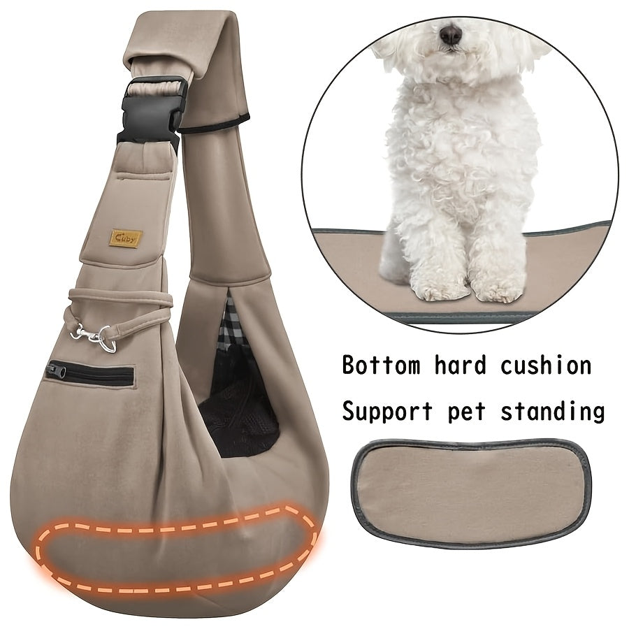 Pet Sling Carrier with Padded Hard Bottom, Adjustable Dog and Cat Shoulder Bag for Carrying Puppies on Everyday Outings, Five Color Options