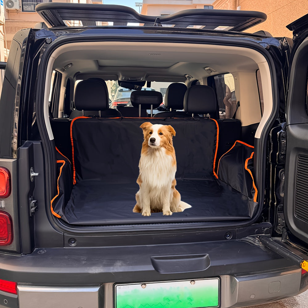Dog Cargo Liner with Orange Trim and Side Flaps, Pet Trunk Cover for SUVs and Cars, Rear Interior Protector for Everyday Travel