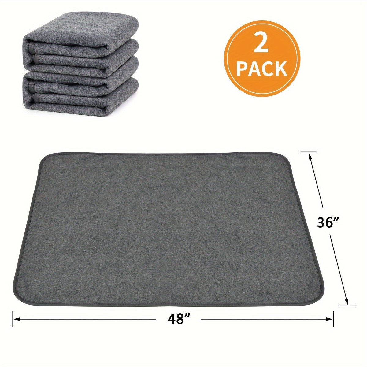 Washable Dog Pee Pads 2 Pack with Coral Fleece Surface, Reusable Leak-Proof Non-Slip Puppy Training and Whelping Mats in Five Sizes