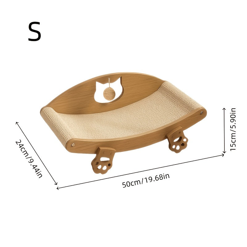 Sisal Cat Scratcher Sofa with Toy Balls, Indoor Cat Scratching Bed and Lounge Chair for Daily Claw Scratching, Play and Rest, S or L