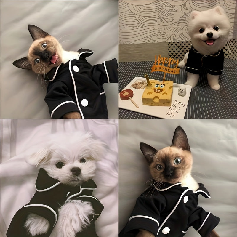 Dog Pajamas for Small Breeds, Soft Stretchable Breathable Pet Sleepwear in Black or Cute White Bear, XS to XL for Cozy Indoor Lounging