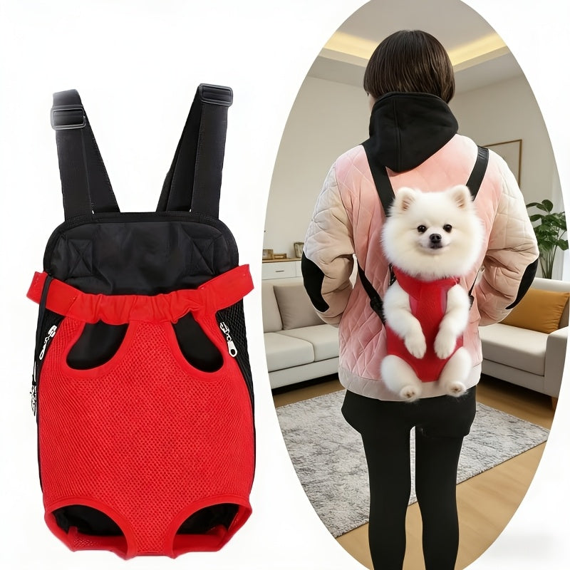 Front Chest Pet Carrier Backpack, L Size Breathable Mesh Travel Bag for Small and Medium Dogs and Cats, Lightweight Outdoor Walking Carrier