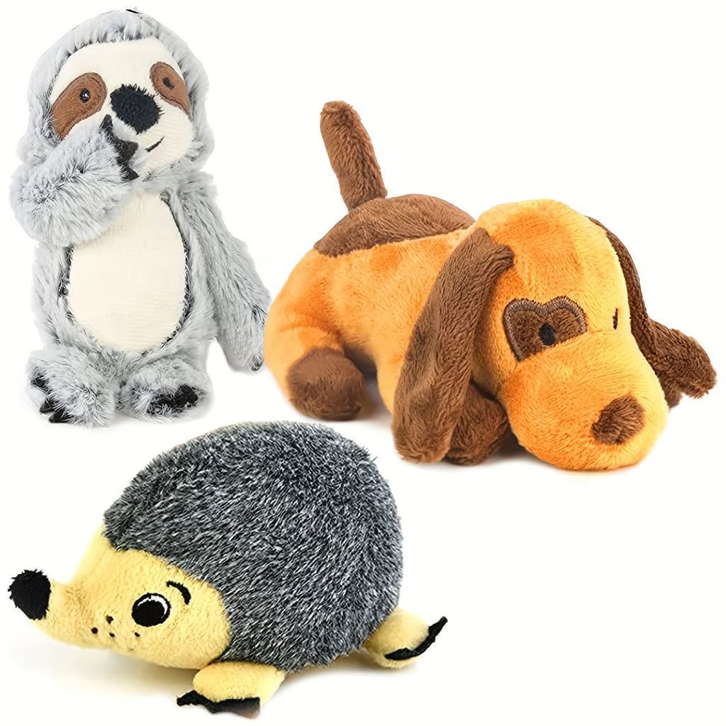 Squeaky Plush Puppy Toy Set 3-Pack, Stuffed Animal Chew Toys for Small to Medium Dogs, Supervised Gentle Play and Everyday Toy Rotation