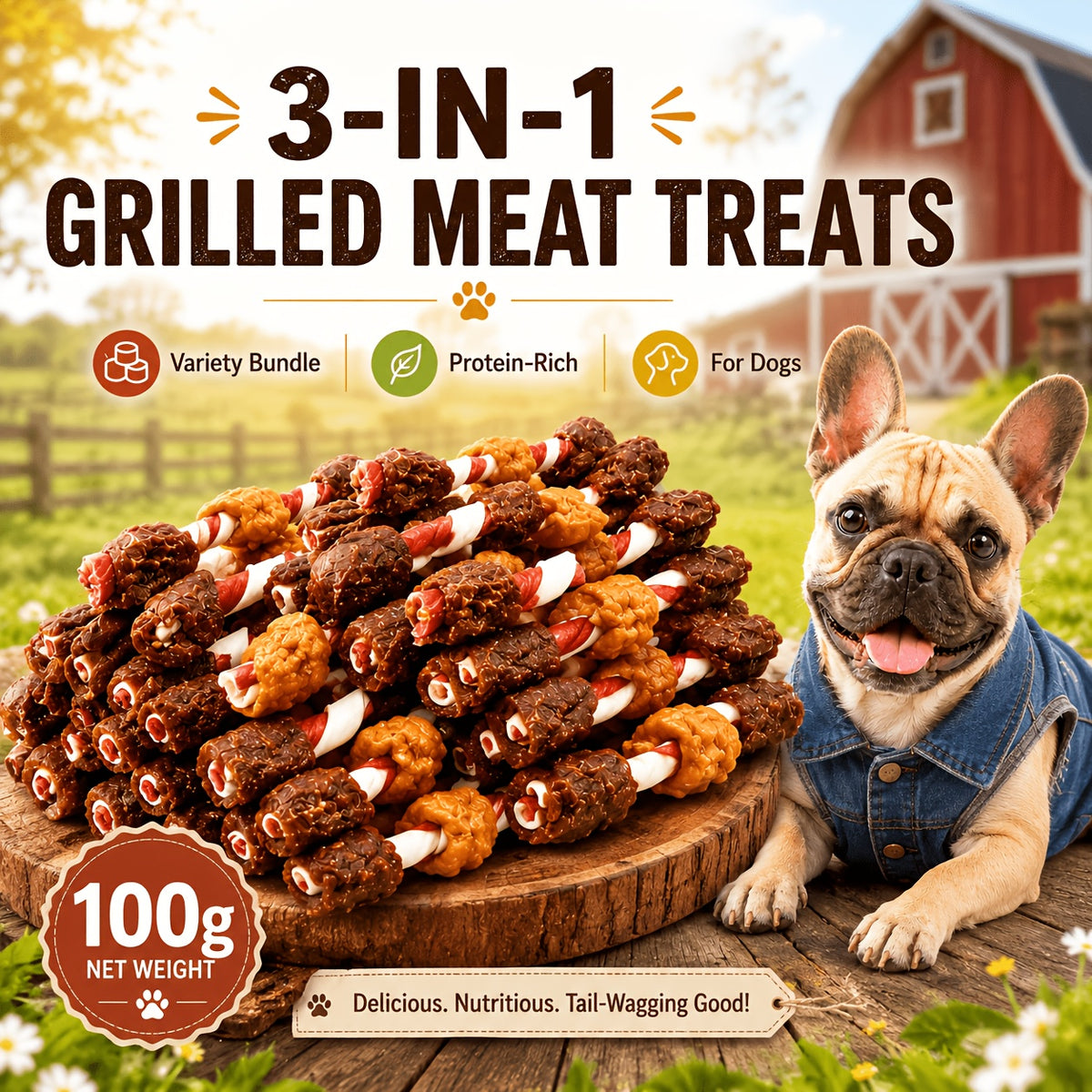 Dog Treat Skewers with Chicken, Beef and Duck Flavor Options, Kabob Snacks, Chicken Milk Sticks and Assorted Packs for Supervised Treat Time