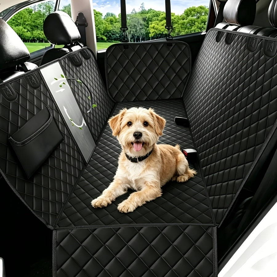 Dog Car Seat Hammock with Side Wings, 600D Black Rear Seat Cover with Scratch-Resistant Non-Slip Design for Pet Travel in Cars, Trucks and SUVs